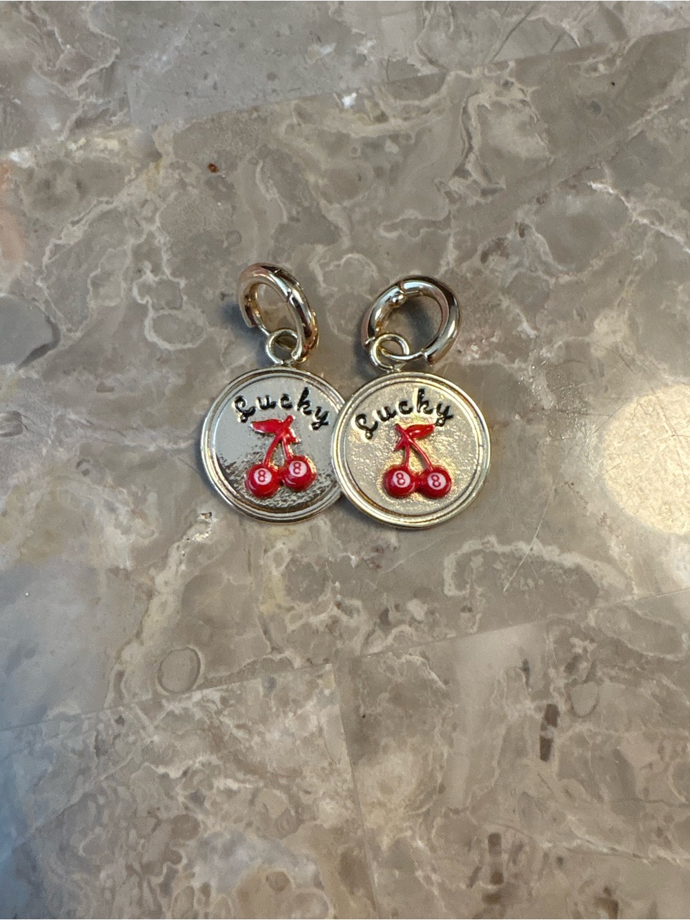 Anthropologie gold 'Lucky' Cherry Drop Earrings with Red Accents